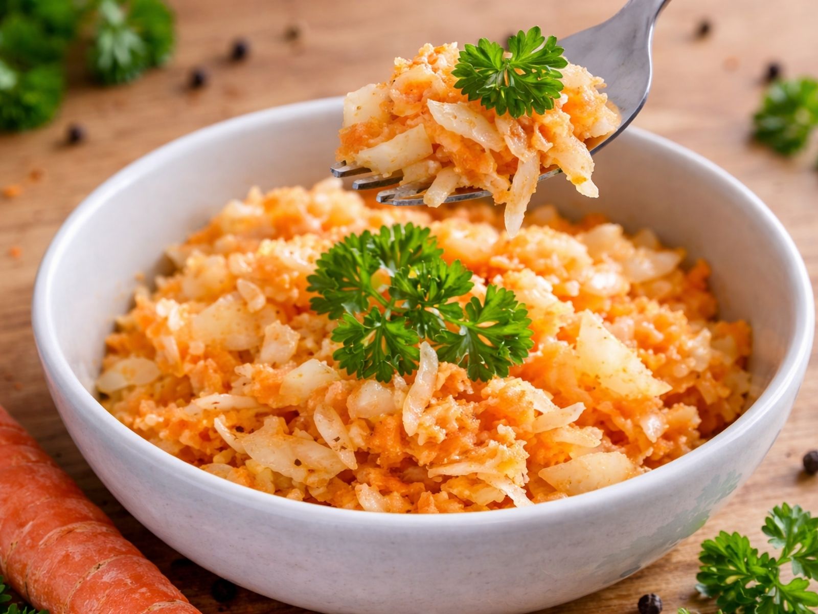 Frischer Weisskrautsalat mit Möhren