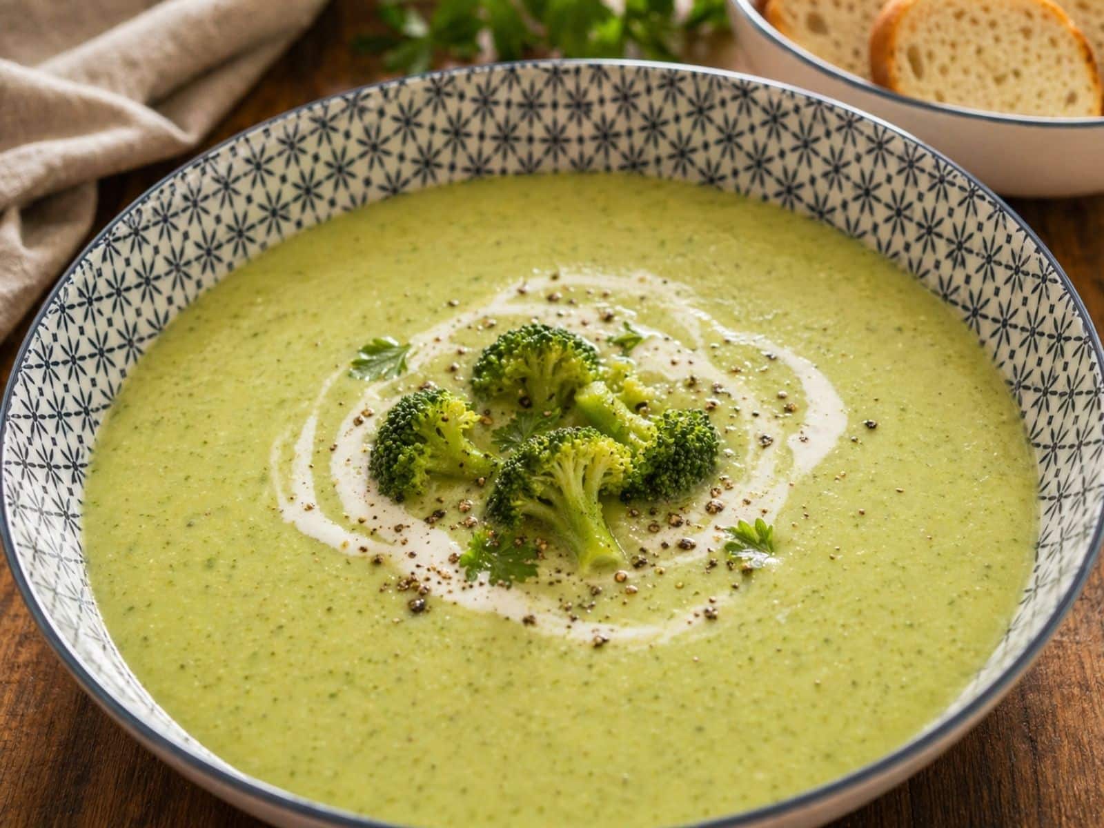 Brokkolicremesuppe einfach und cremig im Teller