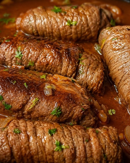 selbstgemachte Rinderrouladen in Soße
