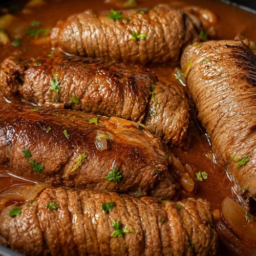 selbstgemachte Rinderrouladen in Soße