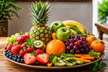 Gesunder Ernährungsstil- Obst auf einem Teller