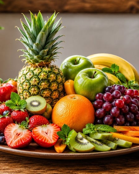 Gesunder Ernährungsstil- Obst auf einem Teller
