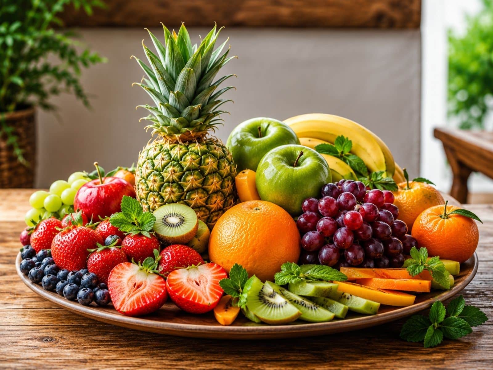 Gesunder Ernährungsstil- Obst auf einem Teller