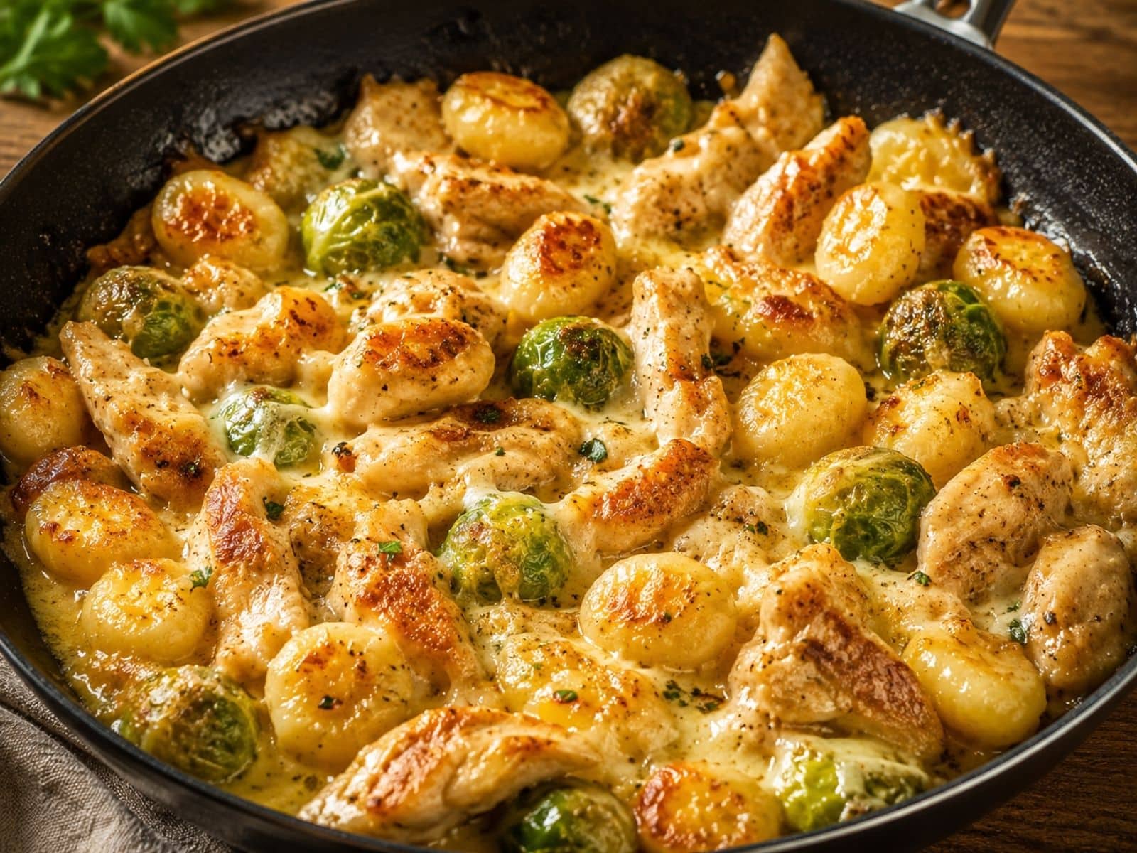 Gnocchi-Schupfnudel-Pfanne mit Rosenkohl