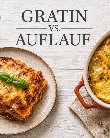 Gartin und Auflauf auf einer Holzfläche