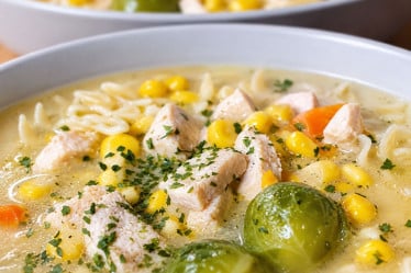 Einfache und Schnelle Hühnersuppe mit Gemüse in einem Suppenteller