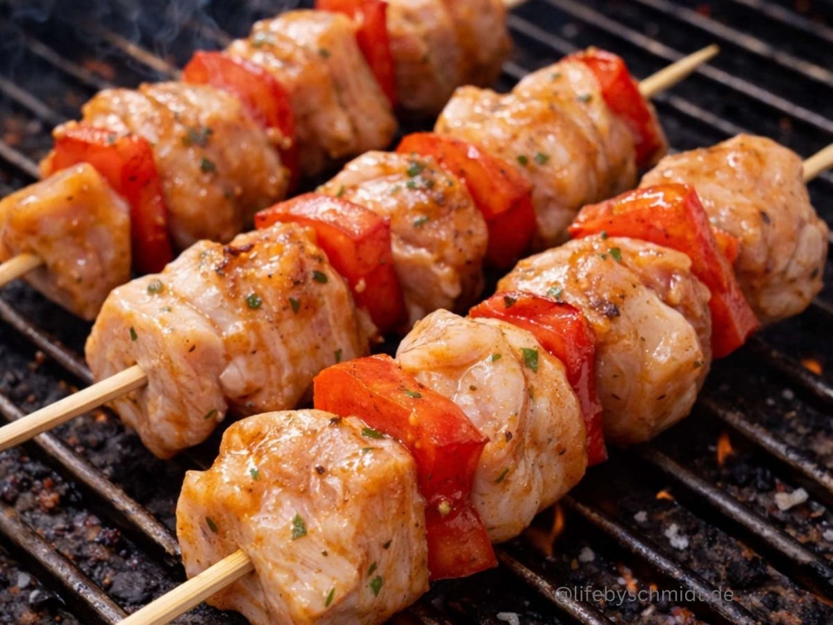 saftige Hähnchenspieße vom Grill mit Marinade