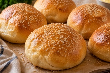 Burgerbuns auf einem Blech