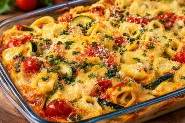 Nudelauflauf mit Tortellini aus dem Ofen in einer Auflaufform