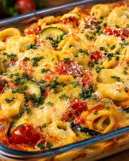 Nudelauflauf mit Tortellini aus dem Ofen in einer Auflaufform