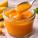 Fruchtige Mangosoße im Glas