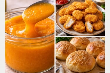 Chicken Nugget Burger: Nuggets, Buns und Mangosoße