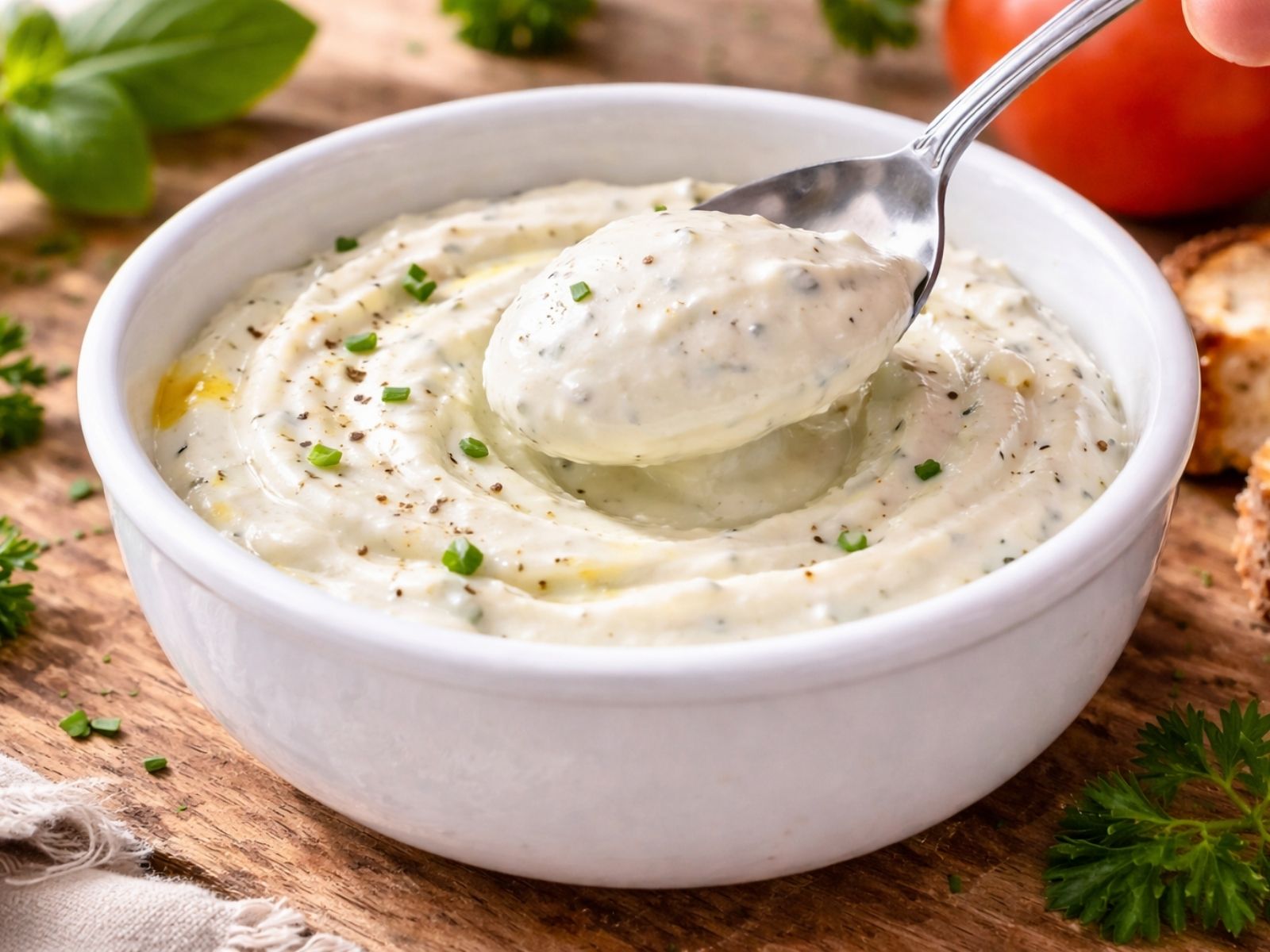 Kräuterquark mit frischem Brot, schnell und cremig