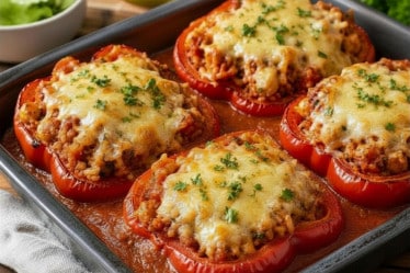 Gefüllte Paprika mit Kichererbsen und Reis