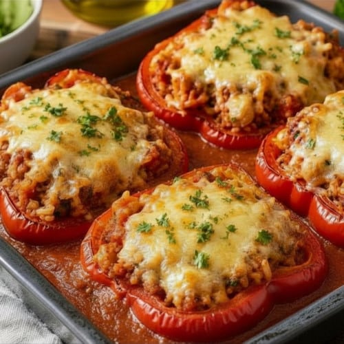 Gefüllte Paprika mit Kichererbsen und Reis