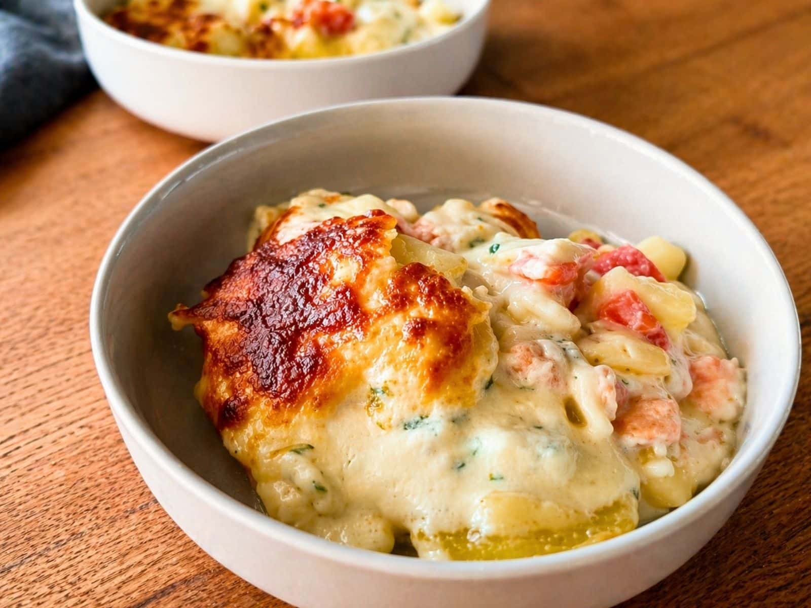 Cremiger Kartoffelauflauf mit Räucherlachs und Kohlrabi
