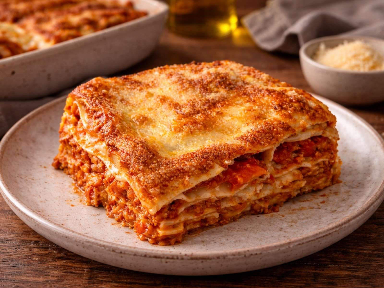 Lasagne mit knuspriger Käsekruste – klassisches Ofengericht