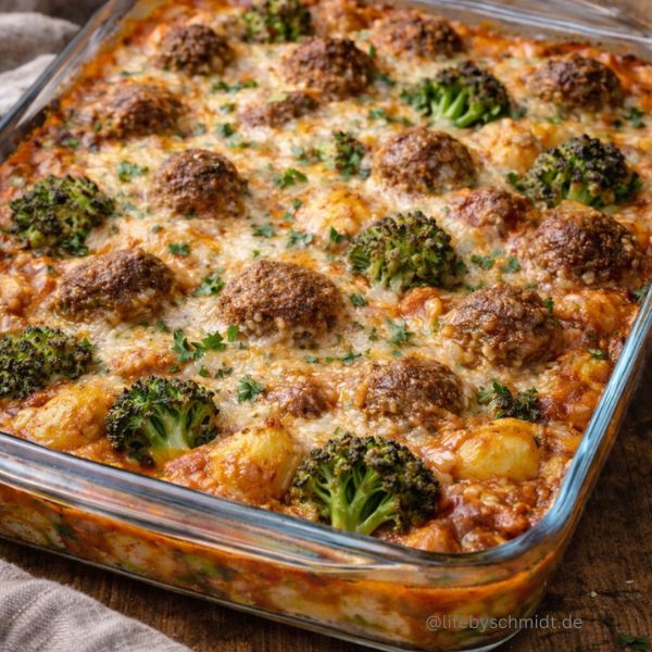 Gnocchiauflauf mit Brokkoli und goldener Käsekruste