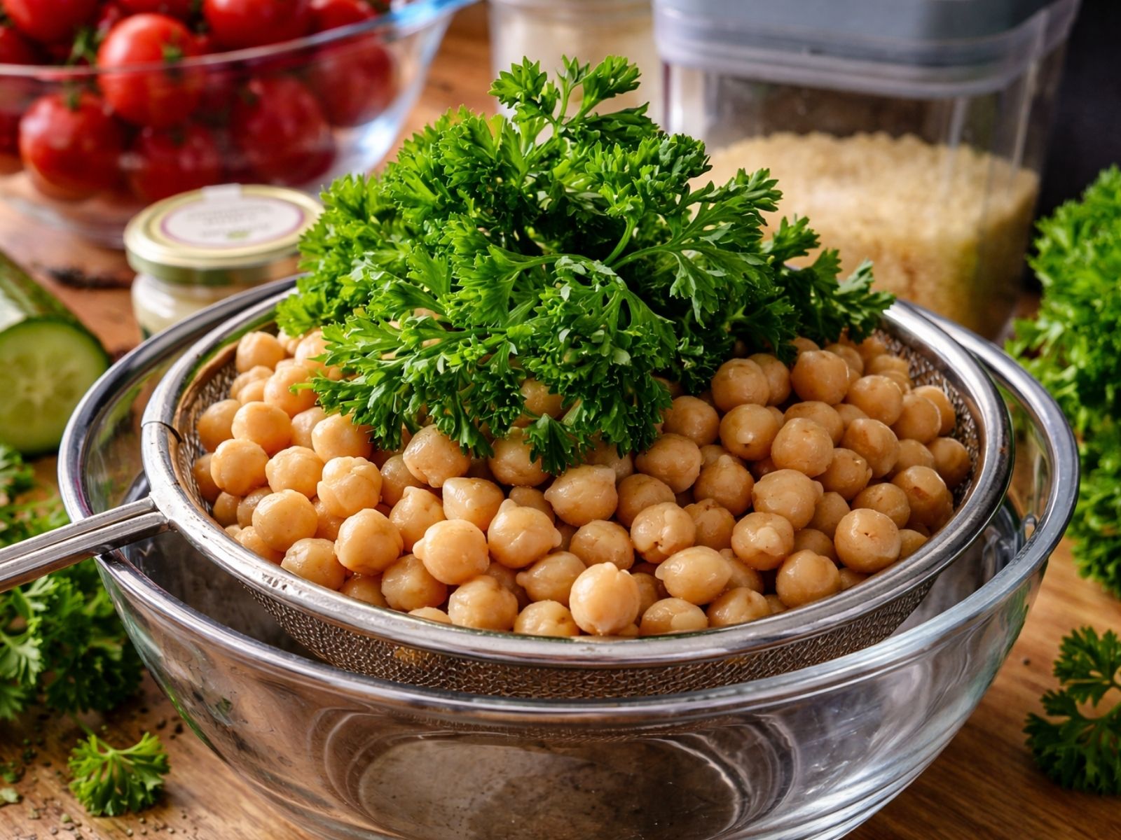 Gesunde Ernährung: Gemüse und Kräuter auf der Arbeitsplatte