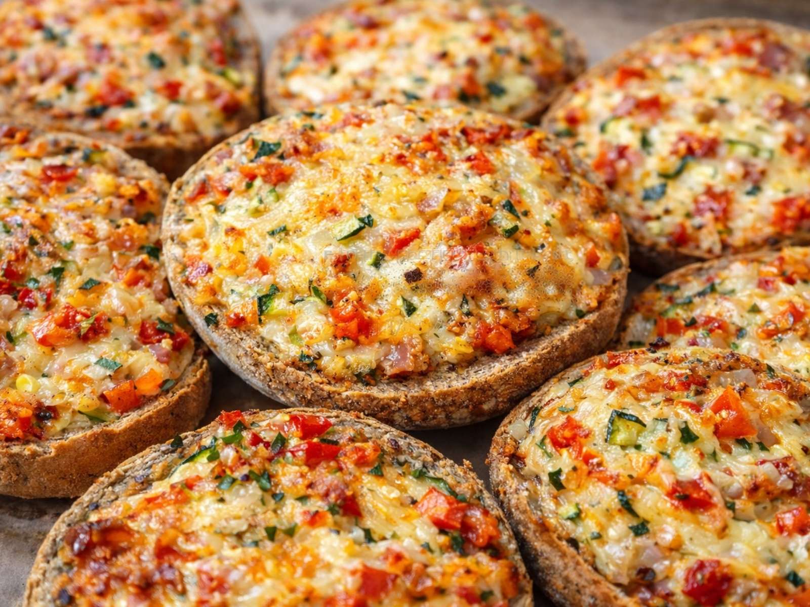 Knusprige Pizzabrötchen aus dem Ofen