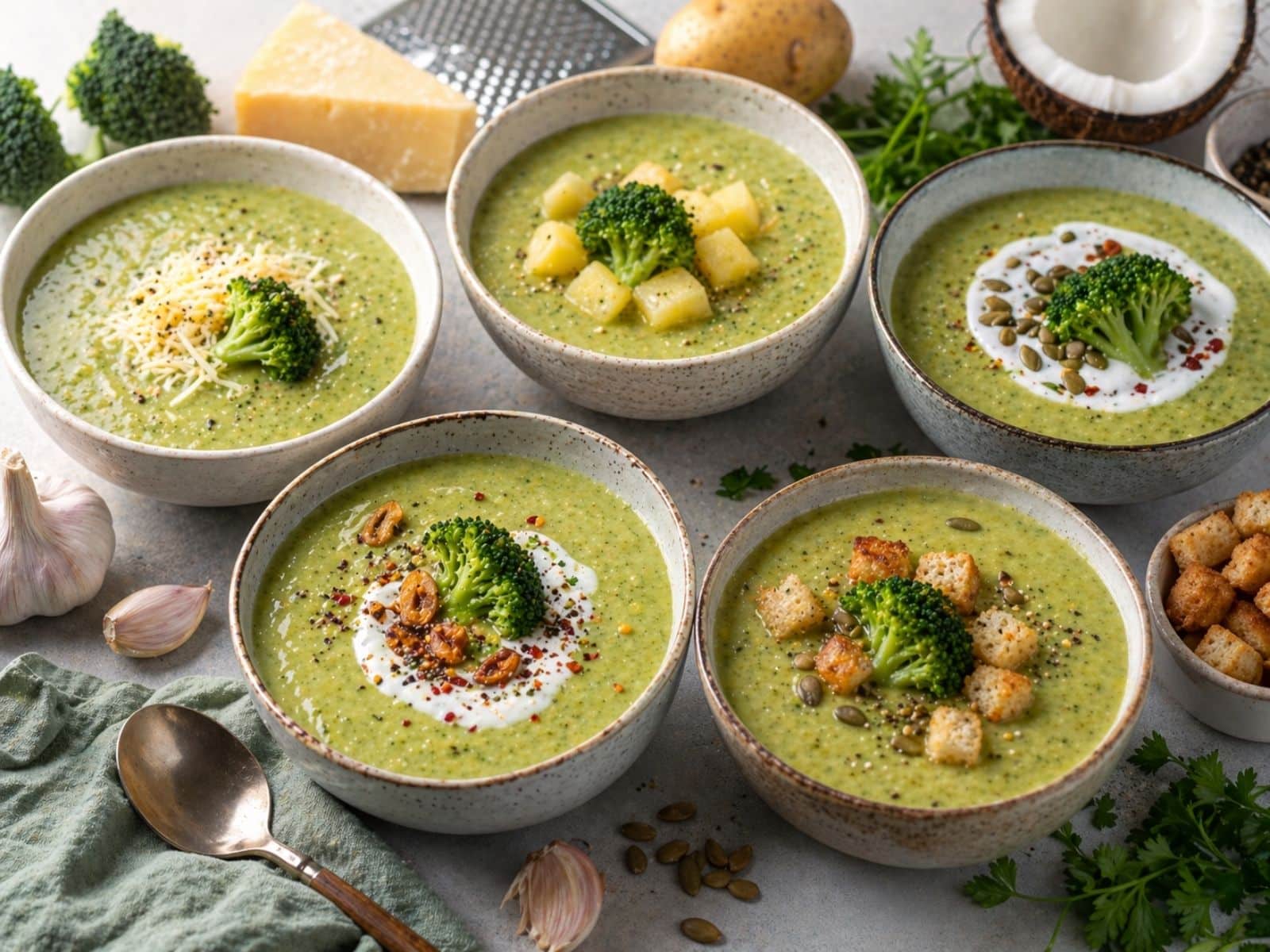 Brokkolicremesuppe 5 Varianten