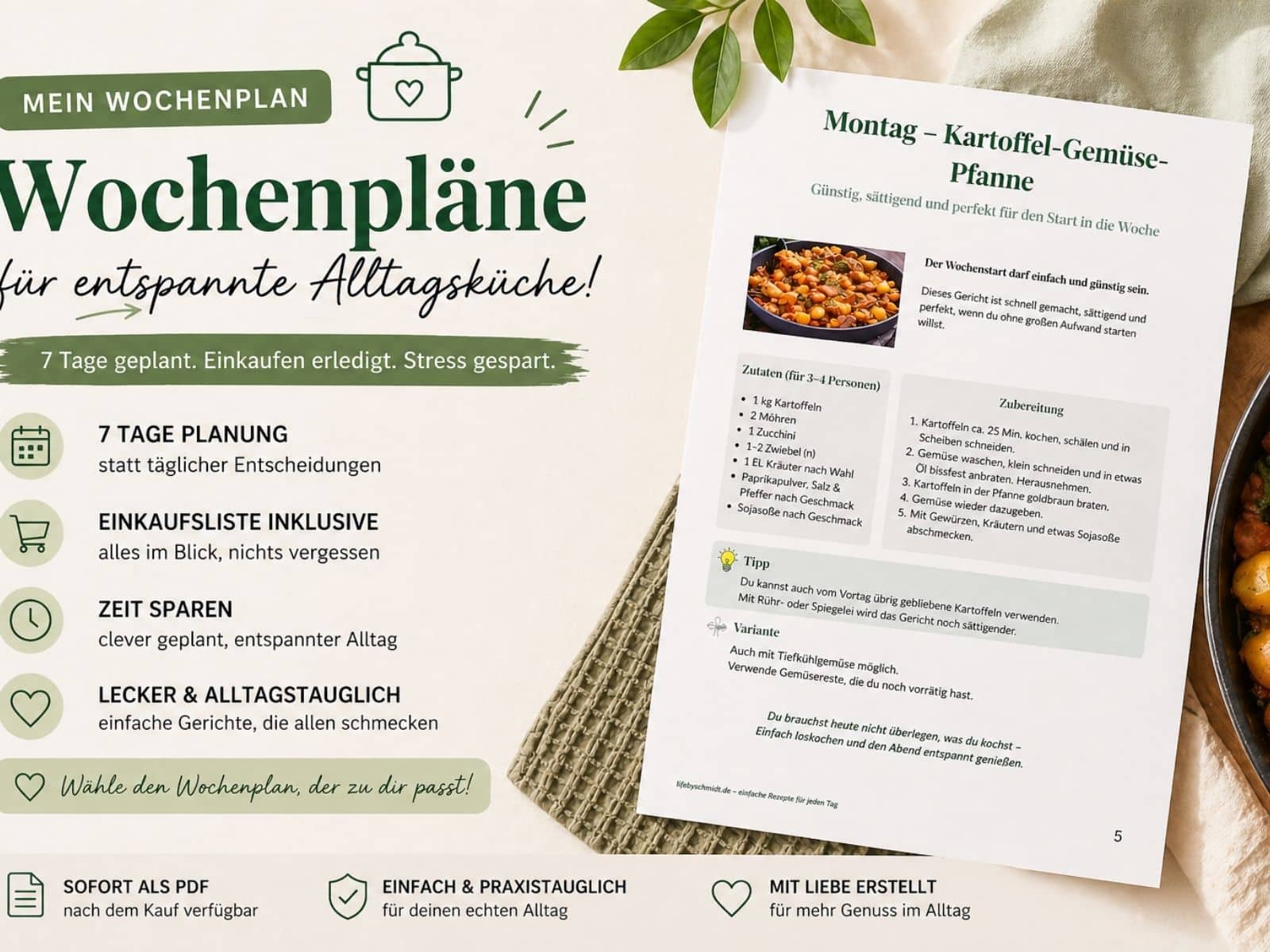 Wochenpläne für eine entspannte Alltagsküche