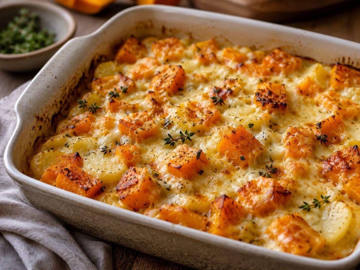 Kürbisauflauf mit Käsekruste