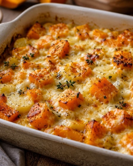Kürbisauflauf mit Käsekruste