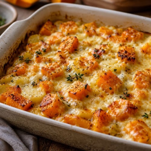 Kürbisauflauf mit Käsekruste