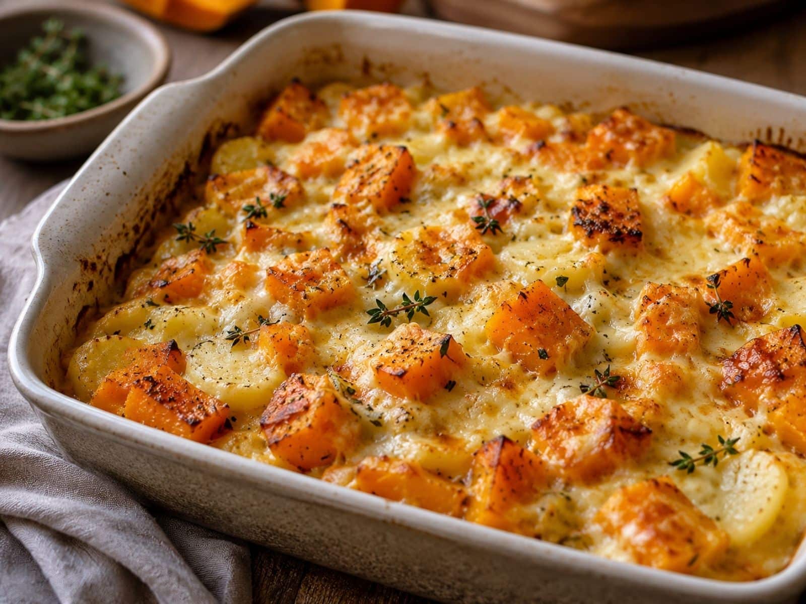 Kürbisauflauf mit Käsekruste